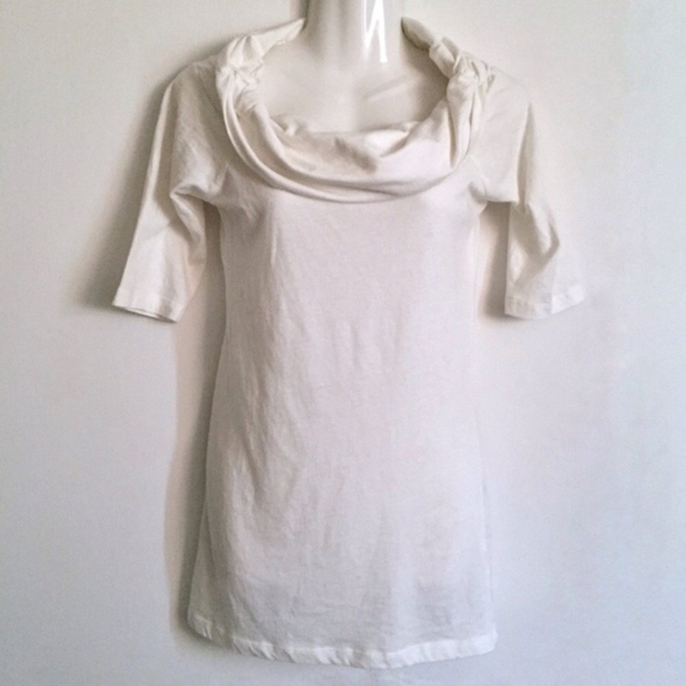 Ivory White Stretchy Cowl Off Shoulder Top Shirt